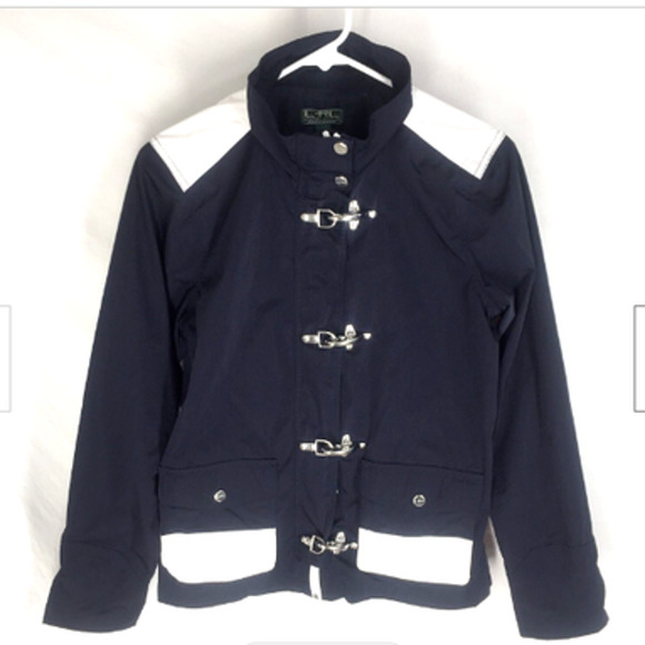 Ralph Lauren Active Nautical Lobster Clasp Jacket Navy Blue Size Petite Medium - Picture 1 of 8